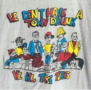 Vintage 1987 Town Drunk Single Stitch Graphic XL